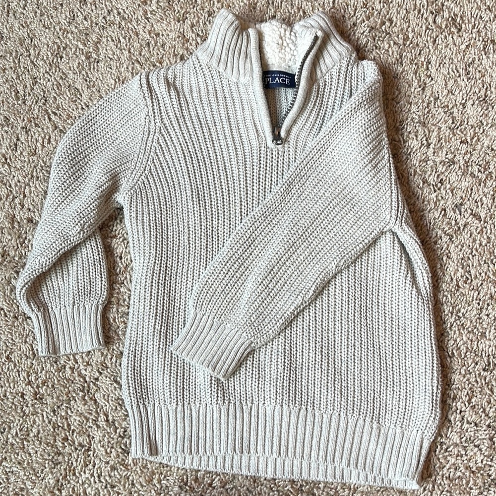 3t childrens place half zip pullover with sherpa detail